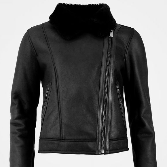 Celtic & Co. Sheepskin Biker Jacket US 4/UK 8 - Picture 1 of 14
